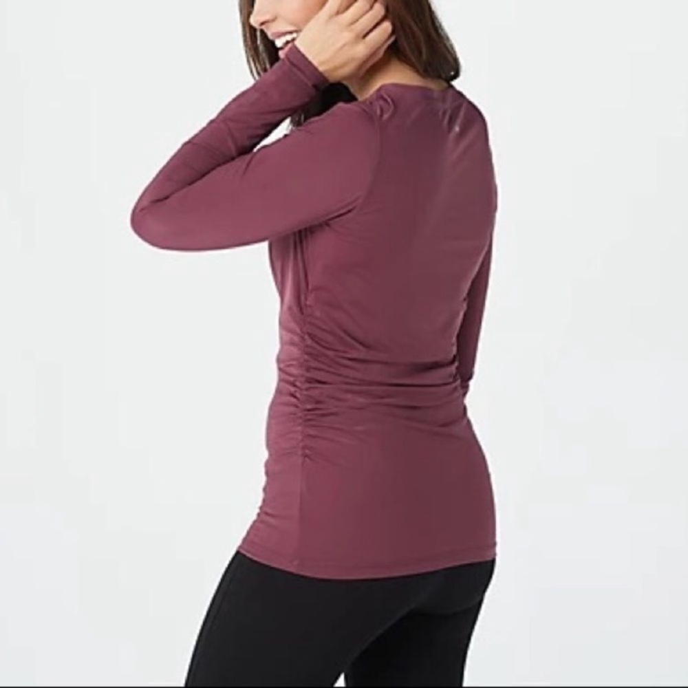 ZUDA Z-SOL LONG SLEEVE ATHLETIC TOP DEEP PLUM WITH SIDE RUCHING SPF 50 MEDIUM